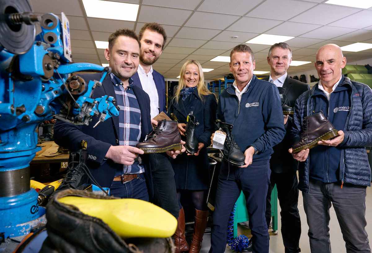 Boot Repair Company Ltd Unit 3, Hunslet Trading Est, Severn Way, LS10 1BL L-R Tom Forbes, BRC, Jamie Whitehouse, BRC, Debbie Sorby, British Business Bank, Paul Taberner, Mercia, David Baggaley, Economic Development Programme Lead Leeds City Council, Gary Whitaker, Mercia.